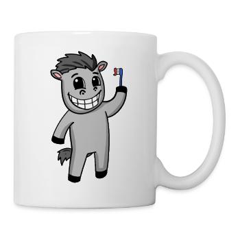 Esel Zähne putzen - Tasse - Weiß - Rechts