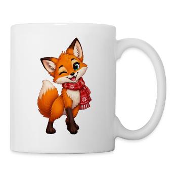 Kuschelfuchs mit rotem Schal - Tasse - Weiß - Rechts