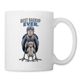 Schuhschnabel-Vogel-Elternteil und Küken – Bestes Backup aller Zeiten - Tasse - Weiß - Rechts