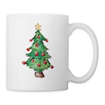 Aquarell-Weihnachtsbaum-Ornamente - Tasse - Weiß - Rechts