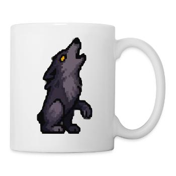 Mondwolf-Silhouette in Dunkler Palette - Tasse - Weiß - Rechts