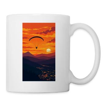 Sonnenuntergang Paraglider über Bergkette - Tasse - Weiß - Rechts
