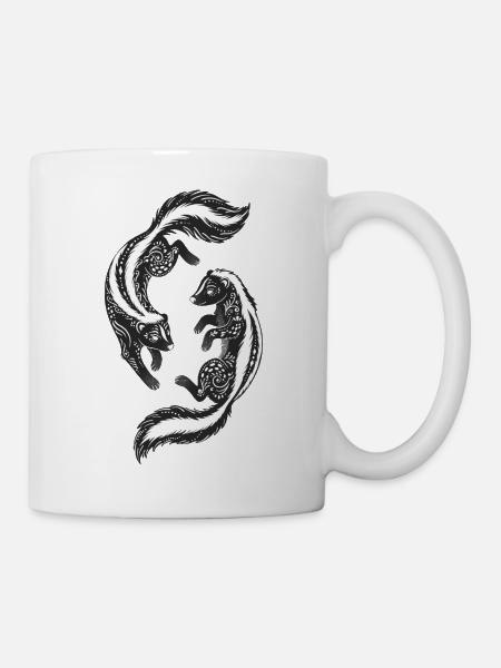Mandala Stinktiere – Kunstvolle Ornamente - Tasse - Weiß