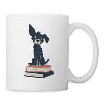 Terrierhund und Bücher - Tasse - Weiß - Rechts