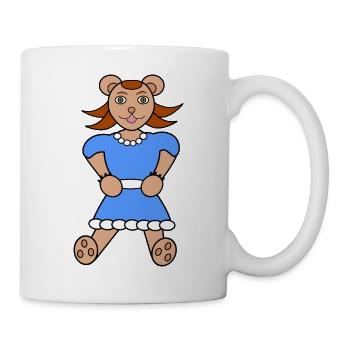 Bärin im Blaues Kleid mit Perlen - Tasse - Weiß - Rechts