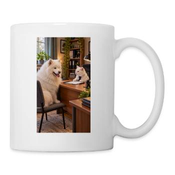 Schreibtischduo: Bürohaustiere bei der Arbeit - Tasse - Weiß - Rechts