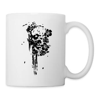 FLORAL SKULL TOTENKOPF USED LOOK - Tasse - Weiß - Rechts