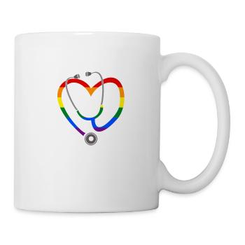 Stethoskop Herz LGBT Rainbow Medizin Studium - Tasse - Weiß - Rechts