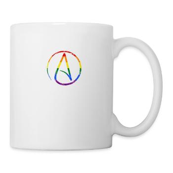 Logo de l’athéisme avec drapeau arc-en-ciel LGBT athée - Mug blanc - blanc - Droite