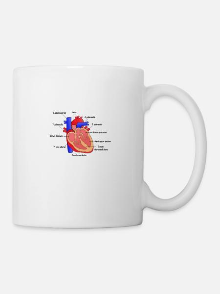 Anatomisches Menschliches Herz mit Beschriftung - Tasse - Weiß