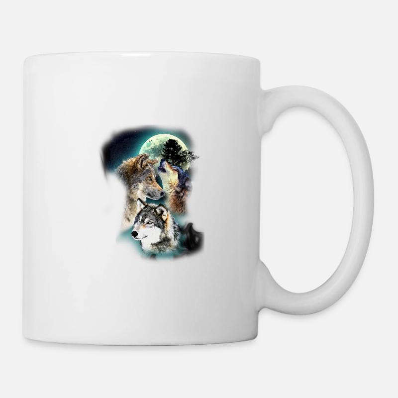 Wolf Design Moon Wolves - Mug - white