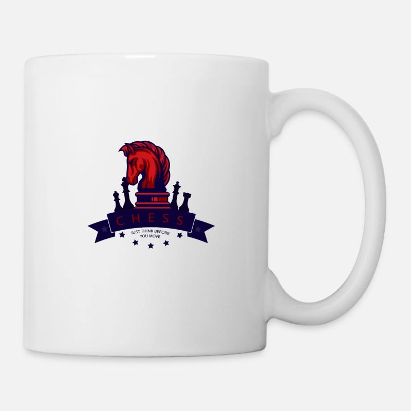 Pièces d'échecs d'échecs - Mug blanc - blanc