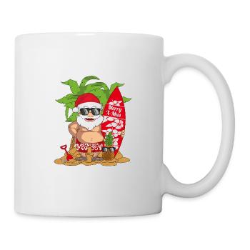 Weihnachtsmann Surfen Surfboard Strand Geschenk - Tasse - Weiß - Rechts