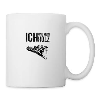 Ich und mein Holz Holzscheit Holzwurm Geschenk - Tasse - Weiß - Rechts
