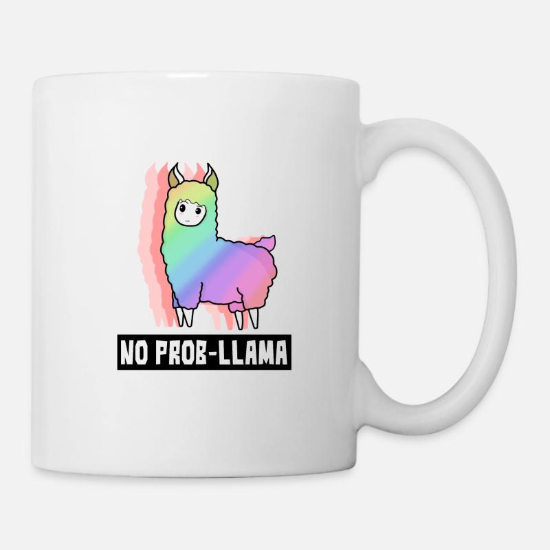 No Prob-lama LLama Alpaca Drôle Arc-En-Ciel Mignon - Mug blanc - blanc