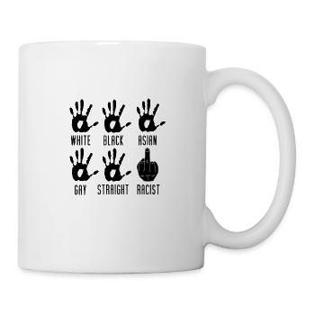 Multikulti Mittelfinger Anti Rassismus Geschenk - Tasse - Weiß - Rechts