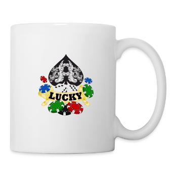 Poker Pokern Poker Chips Karten Geld Casino Glück - Tasse - Weiß - Rechts