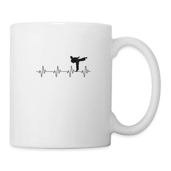 Herzschlag EKG Karate Geschenk Kampfkunst Kämpfer - Tasse - Weiß - Rechts