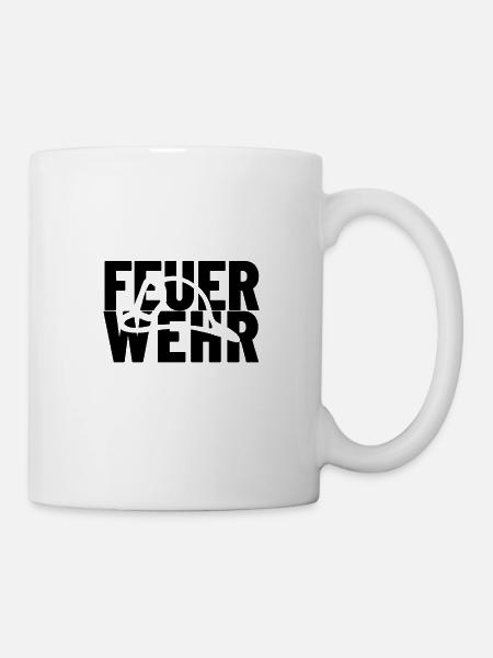Feuerwehr mit Feuerwehrhelm - Tasse - Weiß