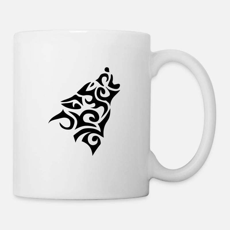 tribal wolf tattoo 1 - Mug - white