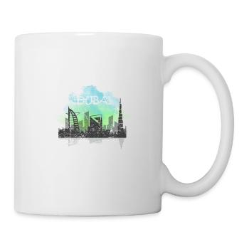 Dubai Tourismus Wasserfarbe Skyline Geschenk - Tasse - Weiß - Rechts