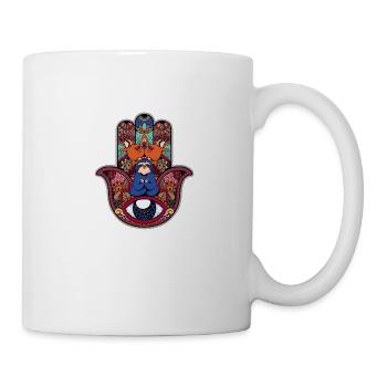 Hamsa Hand Sloth Spiritual Yoga print Gift - Mug - white - Right