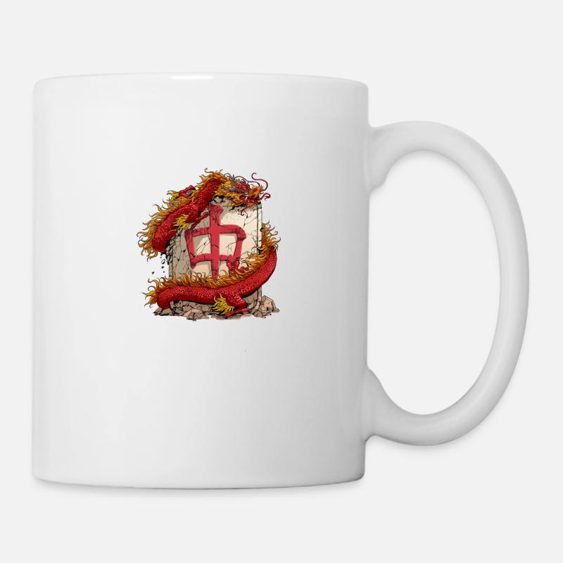 Mahjong Spieler Mah Jongg TShirt Roter Drache - Tasse - Weiß