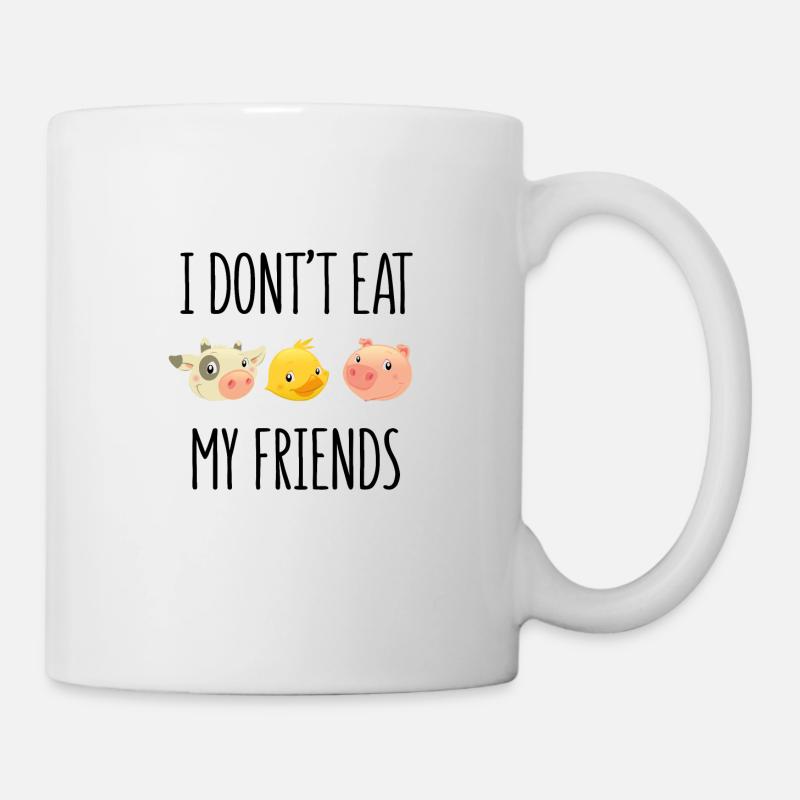 Vegan Designs - Je ne mange pas mes amis - Mug blanc - blanc