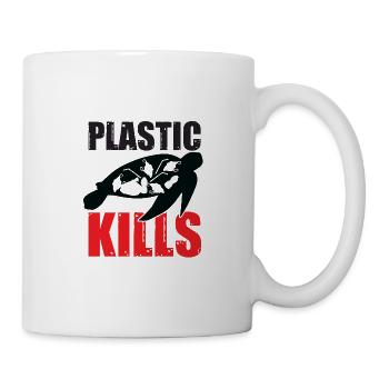 Plastic Kills Turtle turtle plastic - Mug - white - Right