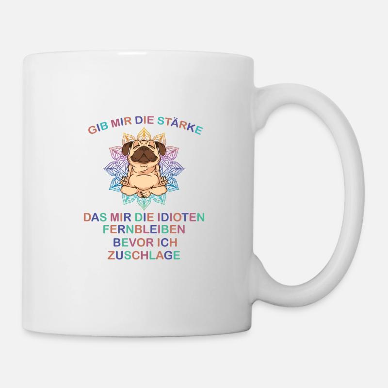 Stärke Mandala Mops - Tasse - Weiß