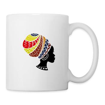 African woman with colorful turban black & proud - Mug - white - Right