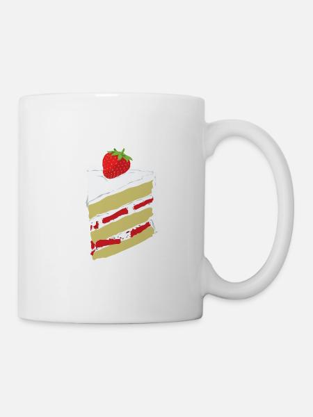 Kuchen Erdbeere Lecker Geschenk Idee Torte - Tasse - Weiß