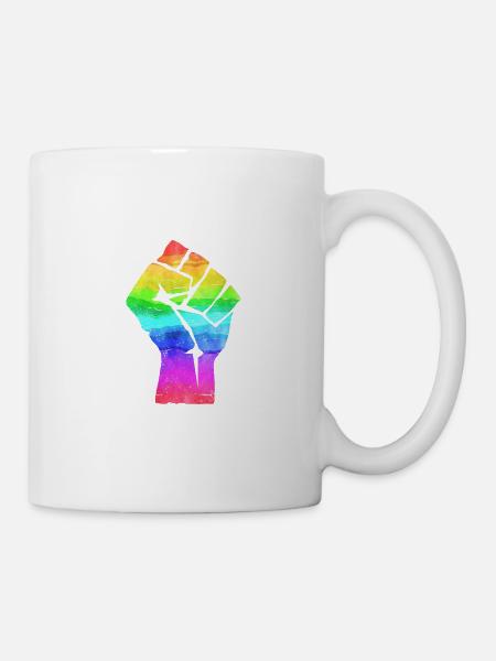 Poing LGBT POWER FIST Lutte contre la fierté gay PRIDE CSD - Mug blanc - blanc