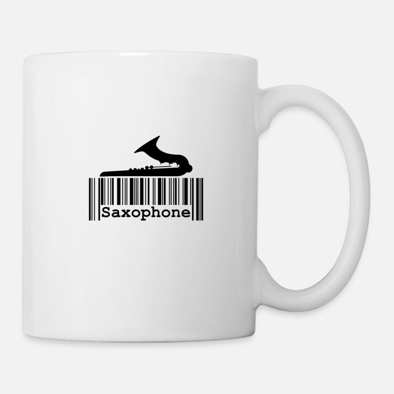Saxophone Jazz Barcode Saxophone Classique Musicien - Mug blanc - blanc