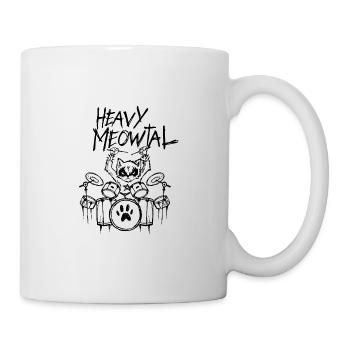 Heavy Metal Katze Schlagzeug Drummer Goth Gothic - Tasse - Weiß - Rechts