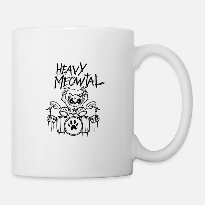 Heavy Metal, batteur de chat, batteur goth goth - Mug blanc - blanc