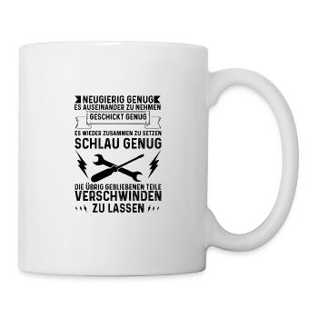 Schrauber * Mechaniker * Weisheit - Tasse - Weiß - Rechts