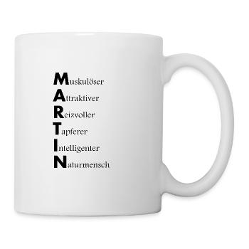 Namensbeschreibung Martin, Geschenkidee, Spruch - Tasse - Weiß - Rechts