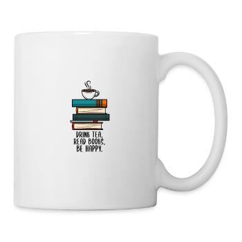 Bücherwurm Leseratte Tee Trinken Bücher Lesen - Tasse - Weiß - Rechts