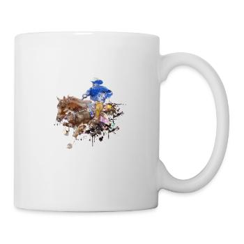 Aquarelle Ross Poney Cavalier Equitation Western - Mug blanc - blanc - Droite