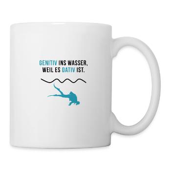 Taucher Lustig Tauchen Prüfung Abzeichen Geschenk - Tasse - Weiß - Rechts