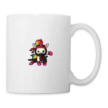 Regenbogen Ninja Einhorn Comic Bunt süß Geschenk - Tasse - Weiß - Rechts