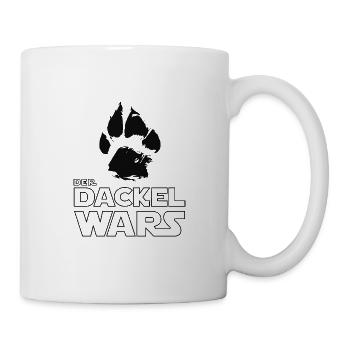 Der Dackel Wars - mit Hundepfote und Schriftzug - Tasse - Weiß - Rechts