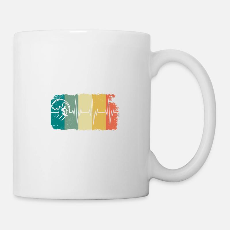 Surfing surfer heartbeat - Mug - white