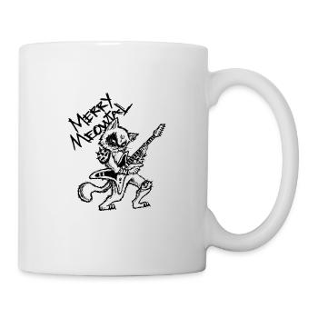 Heavy Metal Cat Rock Guitar Guitarist Xmas Cat - Mug - white - Right
