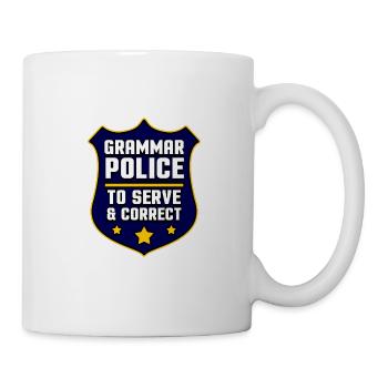 Grammatik Polizei Sprache Besserwisser Geschenk - Tasse - Weiß - Rechts
