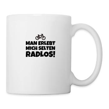 Man Erlebt Mich Selten Radlos! - Tasse - Weiß - Rechts