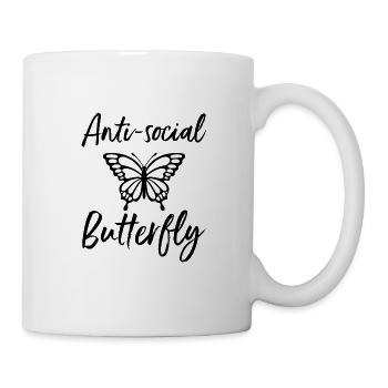 Drôle anti-papillon social Sarcasme Idée de cadeau - Mug blanc - blanc - Droite