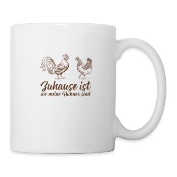 Hühner Huhn Henne Hahn Küken Eier Hühnerstall Farm - Tasse - Weiß - Rechts