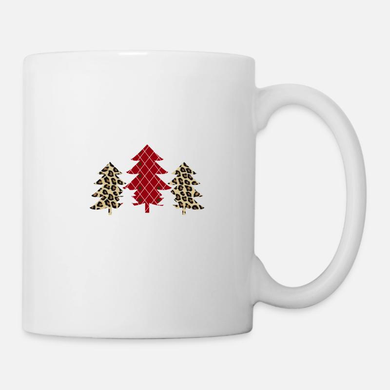 Women's Leopard Plaid Christmas Tree Merry Christmas - Mug - white